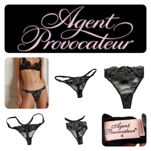 Agent Provocateur black lace thong size 4 - Picture 1 of 11